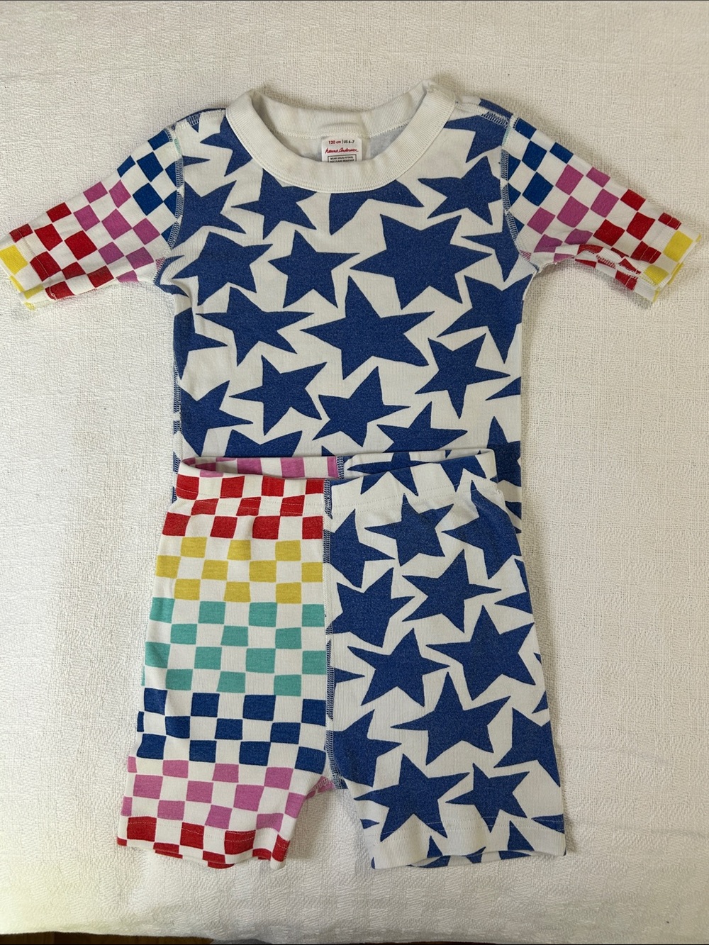 Hanna Andersson Blue Stars and Checkered PJ set